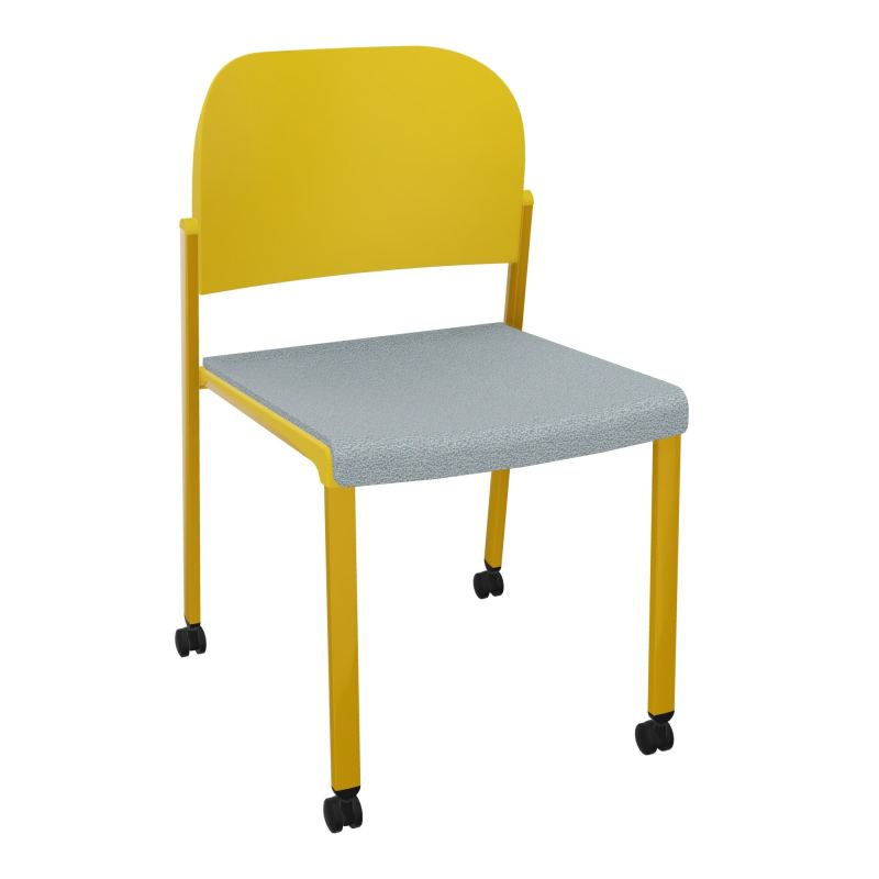 ROMY CHAISE 4P ROULT ASSISE TISSU DOSSIER POLYPRO SANS ACCOUDOIRS  KD SX PW