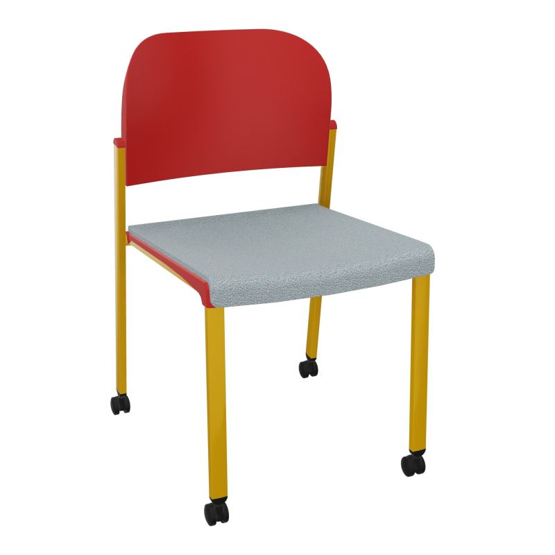 ROMY CHAISE 4P ROULT ASSISE TISSU DOSSIER POLYPRO SANS ACCOUDOIRS  KD SX PZ