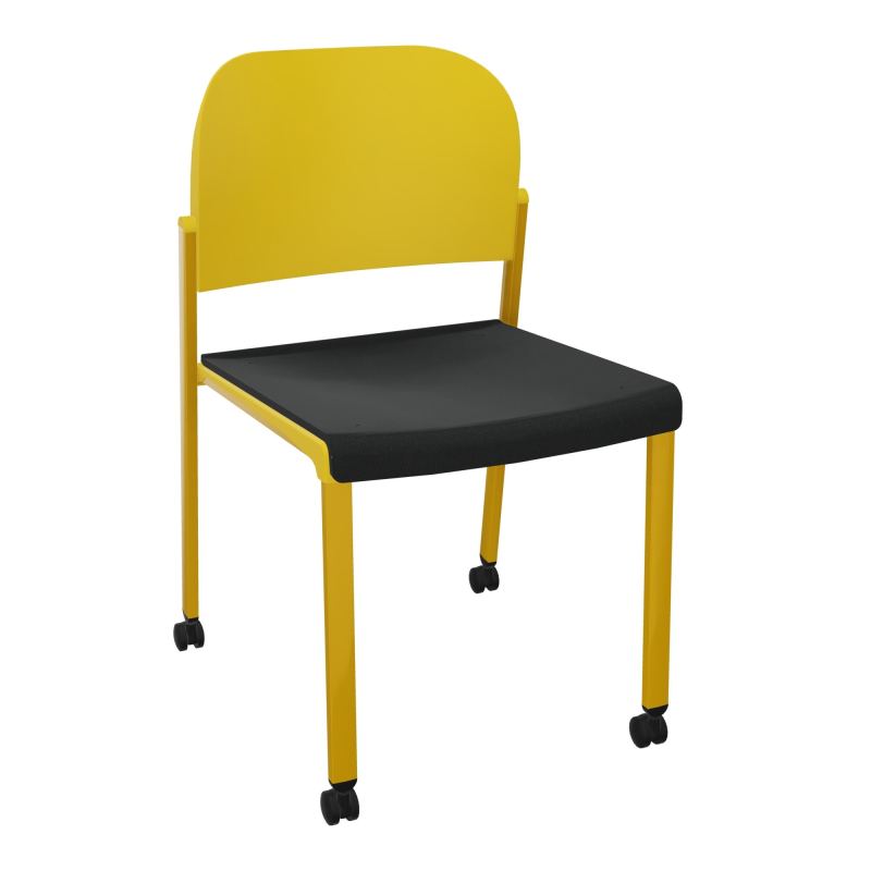 ROMY CHAISE 4P ROULT ASSISE TISSU DOSSIER POLYPRO SANS ACCOUDOIRS  KE SX PW