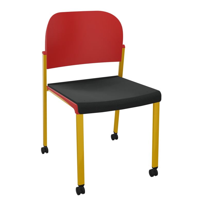 ROMY CHAISE 4P ROULT ASSISE TISSU DOSSIER POLYPRO SANS ACCOUDOIRS  KE SX PZ