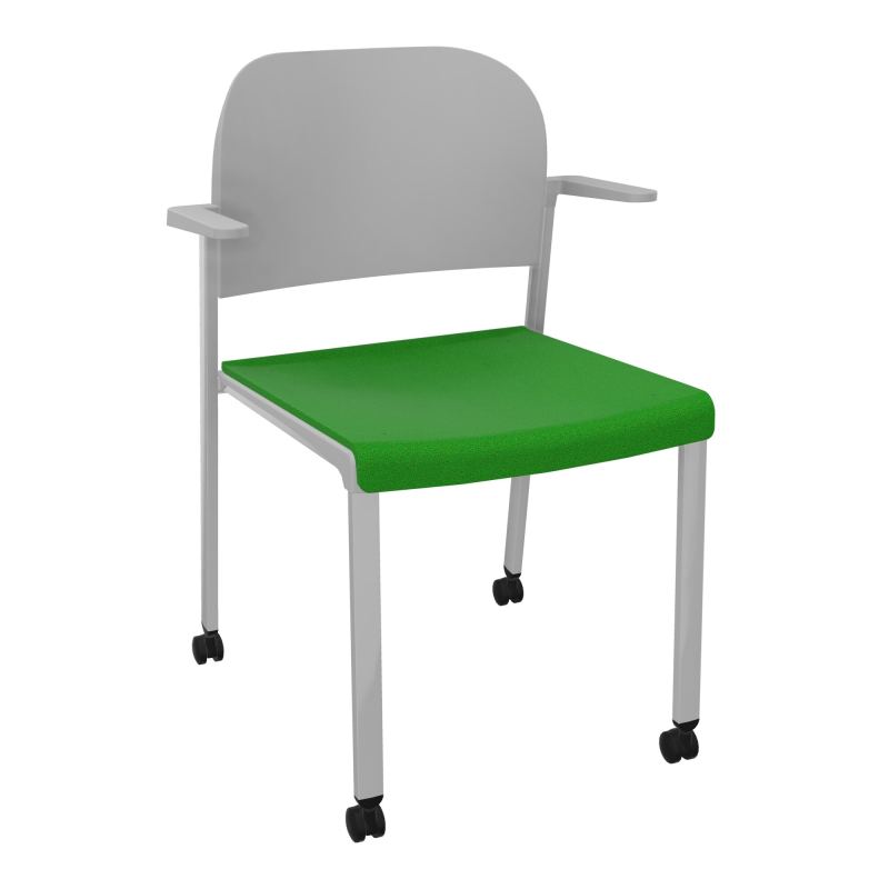 ROMY CHAISE 4P ROULT ASSISE TISSU DOSSIER POLYPRO AVEC ACCOUDOIRS  A1 SB PX