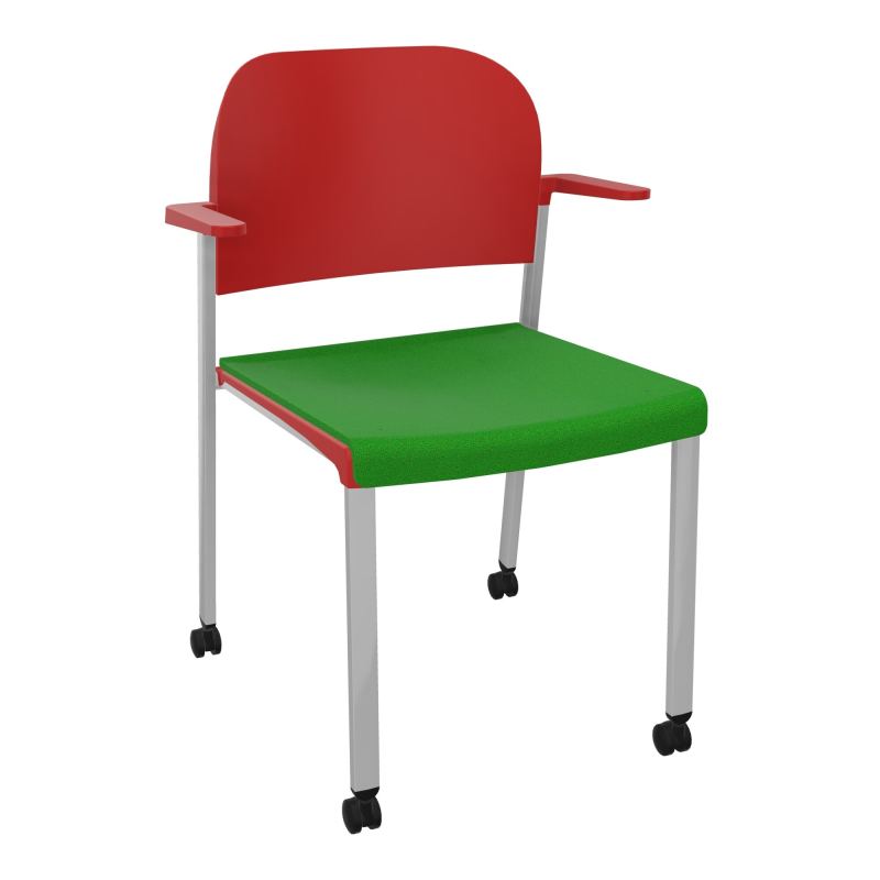 ROMY CHAISE 4P ROULT ASSISE TISSU DOSSIER POLYPRO AVEC ACCOUDOIRS  A1 SB PZ