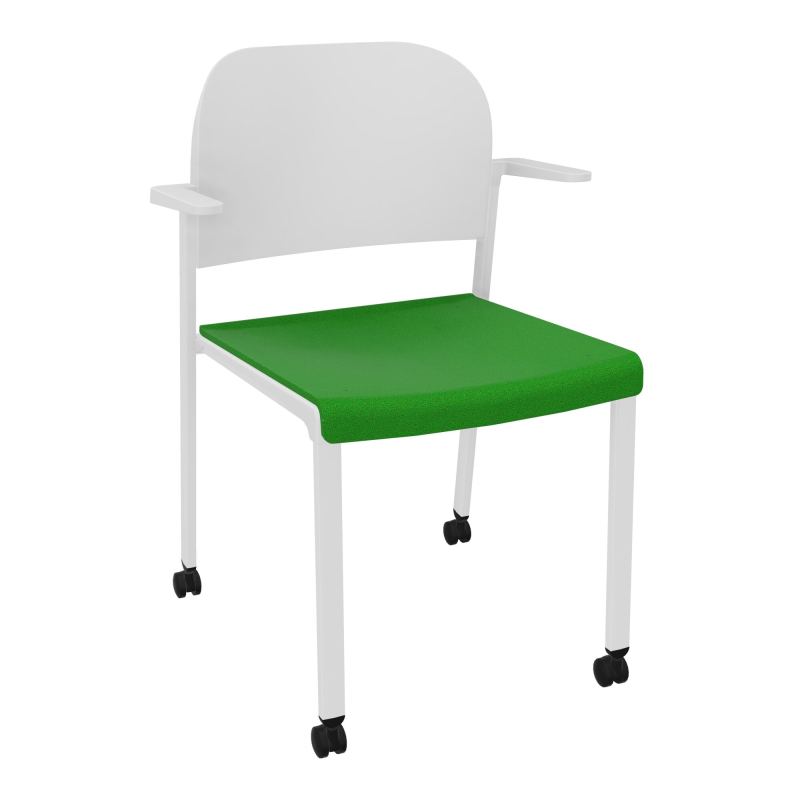 ROMY CHAISE 4P ROULT ASSISE TISSU DOSSIER POLYPRO AVEC ACCOUDOIRS  A1 SP PT