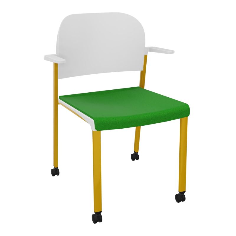 ROMY CHAISE 4P ROULT ASSISE TISSU DOSSIER POLYPRO AVEC ACCOUDOIRS  A1 SX PT