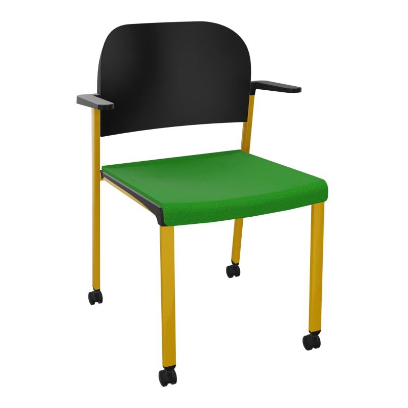 ROMY CHAISE 4P ROULT ASSISE TISSU DOSSIER POLYPRO AVEC ACCOUDOIRS  A1 SX PU