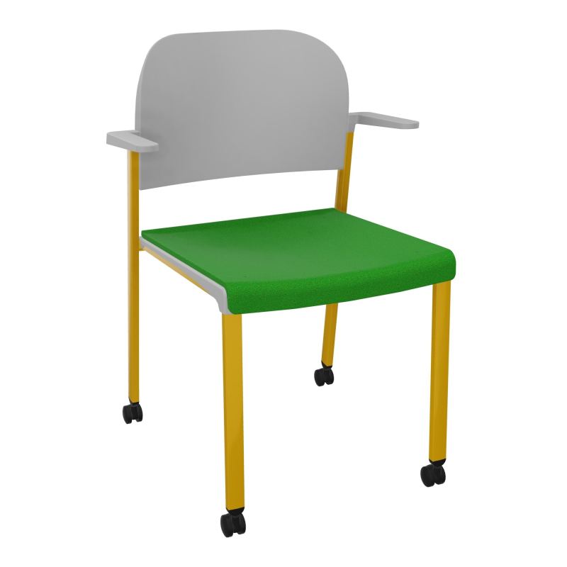 ROMY CHAISE 4P ROULT ASSISE TISSU DOSSIER POLYPRO AVEC ACCOUDOIRS  A1 SX PX