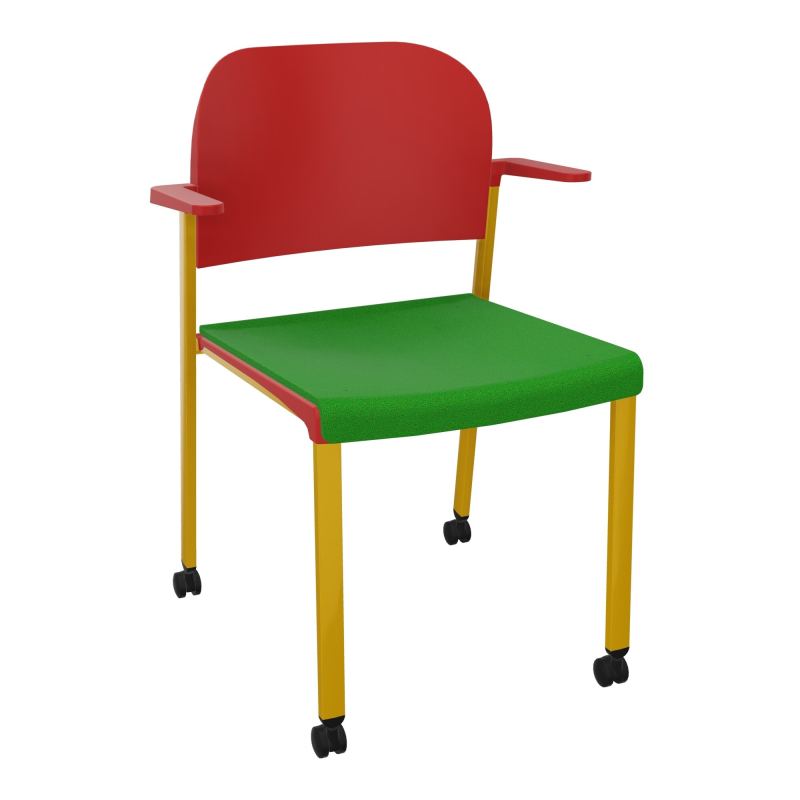 ROMY CHAISE 4P ROULT ASSISE TISSU DOSSIER POLYPRO AVEC ACCOUDOIRS  A1 SX PZ