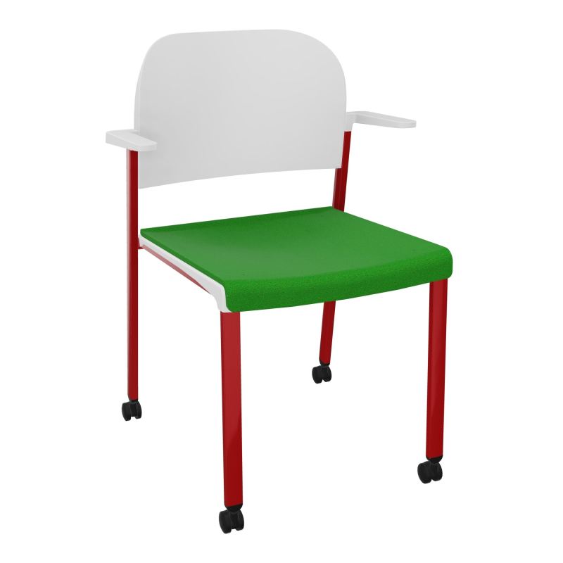 ROMY CHAISE 4P ROULT ASSISE TISSU DOSSIER POLYPRO AVEC ACCOUDOIRS  A1 ZY PT