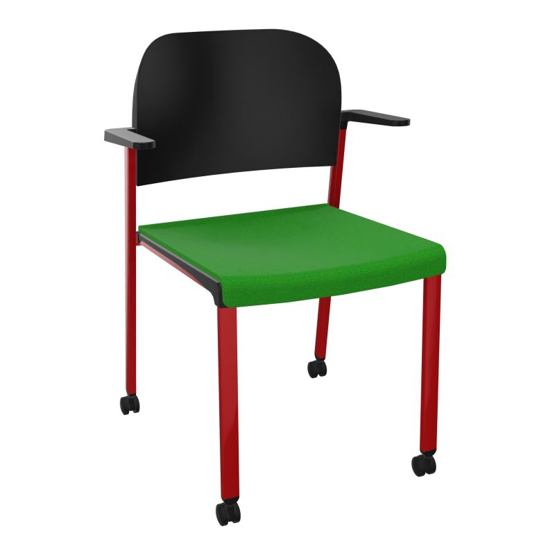 ROMY CHAISE 4P ROULT ASSISE TISSU DOSSIER POLYPRO AVEC ACCOUDOIRS  A1 ZY PU