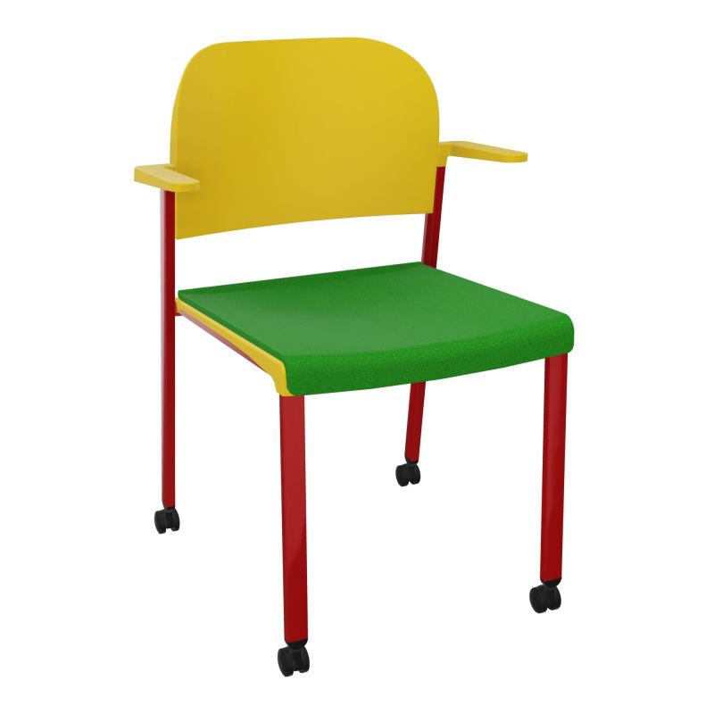 ROMY CHAISE 4P ROULT ASSISE TISSU DOSSIER POLYPRO AVEC ACCOUDOIRS  A1 ZY PW