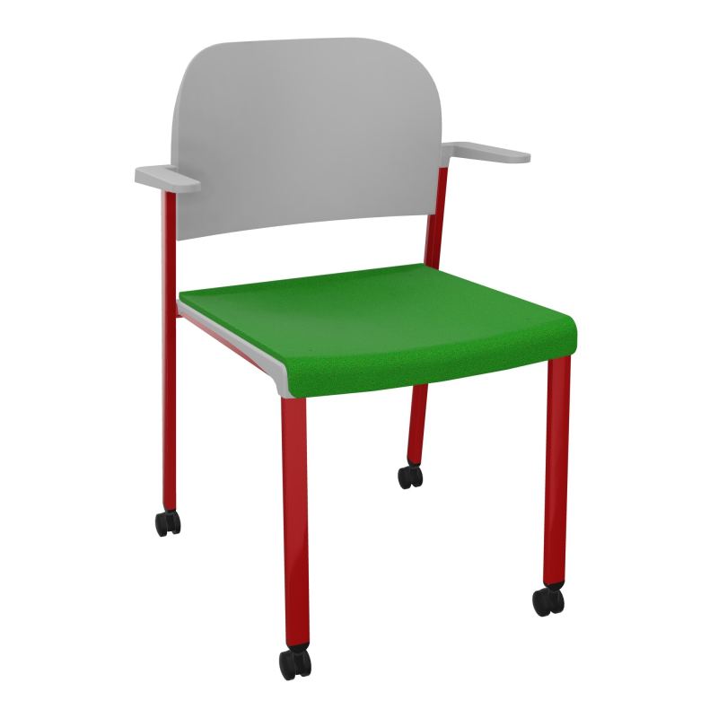 ROMY CHAISE 4P ROULT ASSISE TISSU DOSSIER POLYPRO AVEC ACCOUDOIRS  A1 ZY PX