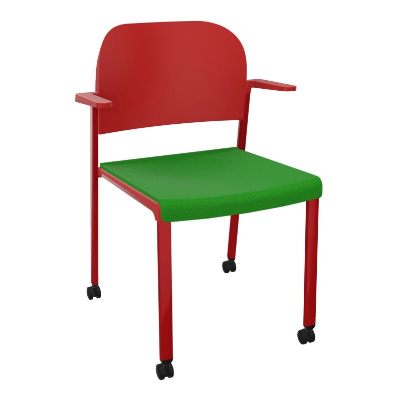 ROMY CHAISE 4P ROULT ASSISE TISSU DOSSIER POLYPRO AVEC ACCOUDOIRS  A1 ZY PZ