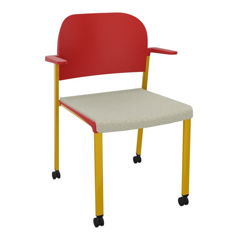 ROMY CHAISE 4P ROULT ASSISE TISSU DOSSIER POLYPRO AVEC ACCOUDOIRS  A2 SX PZ