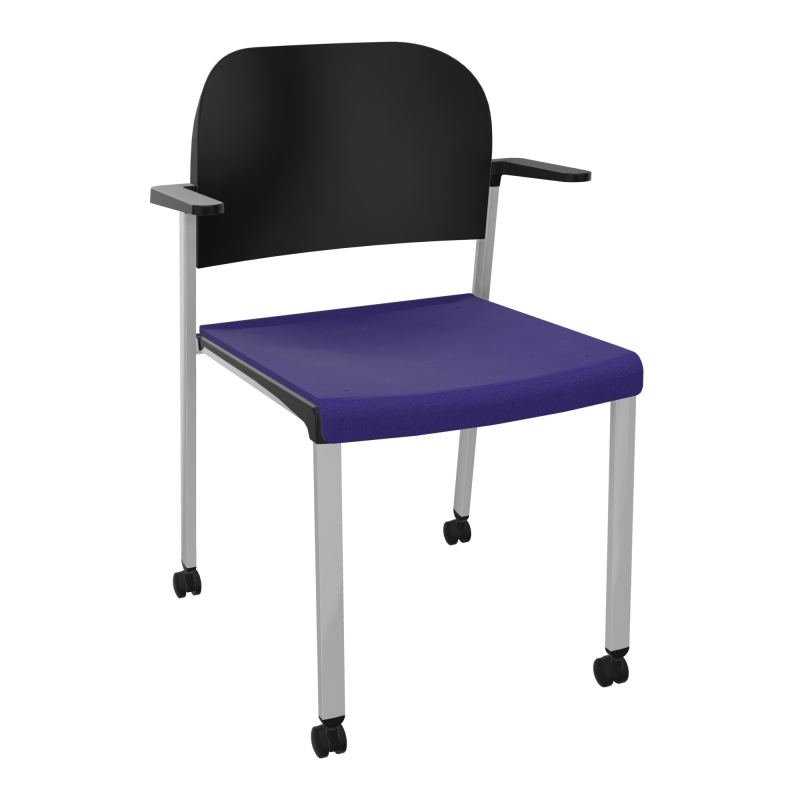 ROMY CHAISE 4P ROULT ASSISE TISSU DOSSIER POLYPRO AVEC ACCOUDOIRS  A3 SB PU