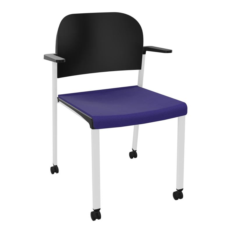 ROMY CHAISE 4P ROULT ASSISE TISSU DOSSIER POLYPRO AVEC ACCOUDOIRS  A3 SP PU