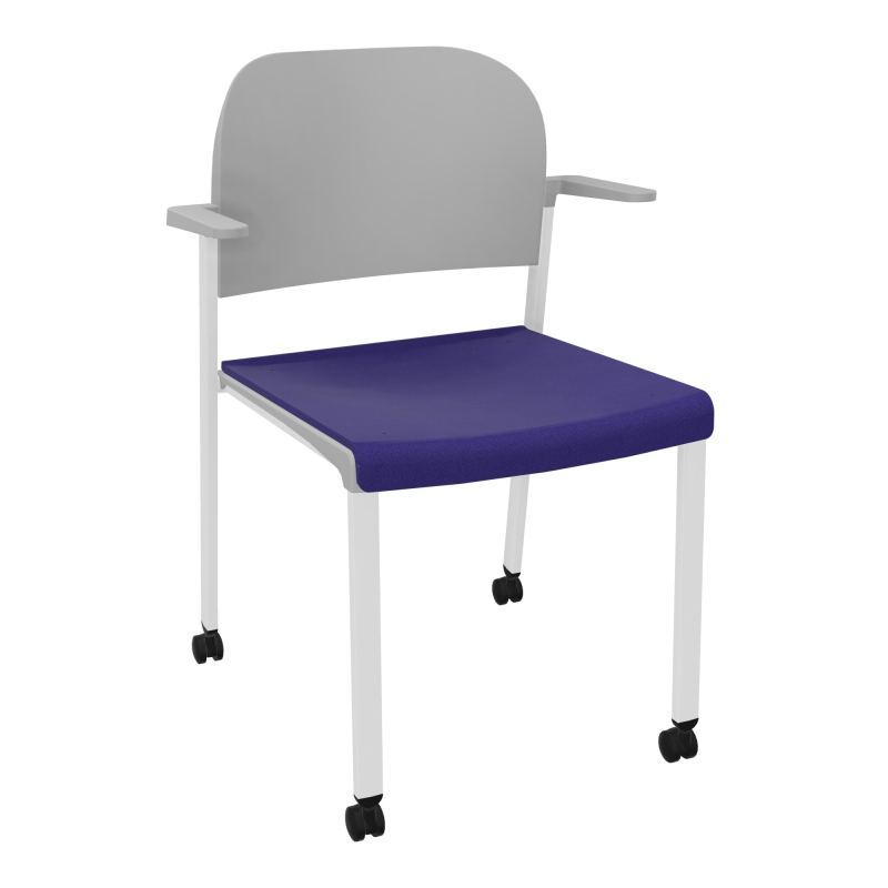 ROMY CHAISE 4P ROULT ASSISE TISSU DOSSIER POLYPRO AVEC ACCOUDOIRS  A3 SP PX