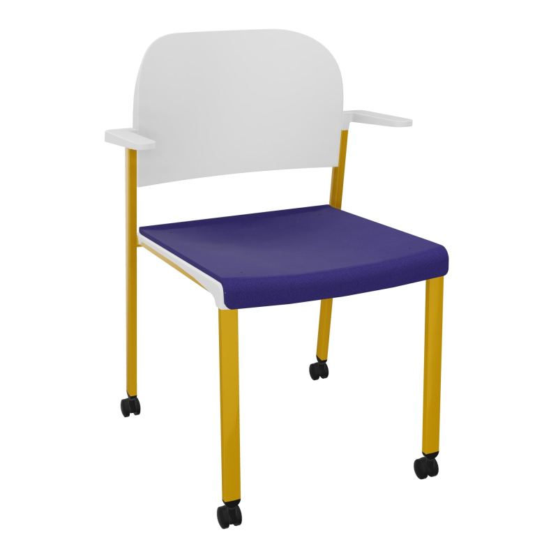 ROMY CHAISE 4P ROULT ASSISE TISSU DOSSIER POLYPRO AVEC ACCOUDOIRS  A3 SX PT