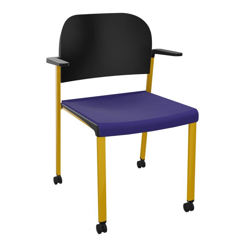 ROMY CHAISE 4P ROULT ASSISE TISSU DOSSIER POLYPRO AVEC ACCOUDOIRS  A3 SX PU