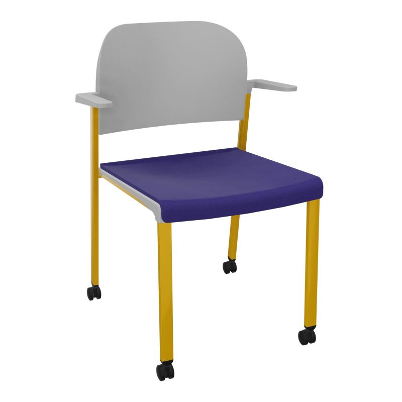 ROMY CHAISE 4P ROULT ASSISE TISSU DOSSIER POLYPRO AVEC ACCOUDOIRS  A3 SX PX