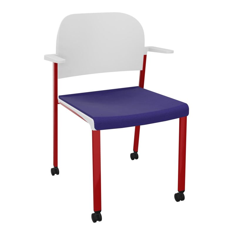 ROMY CHAISE 4P ROULT ASSISE TISSU DOSSIER POLYPRO AVEC ACCOUDOIRS  A3 ZY PT