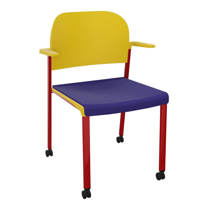 ROMY CHAISE 4P ROULT ASSISE TISSU DOSSIER POLYPRO AVEC ACCOUDOIRS  A3 ZY PW