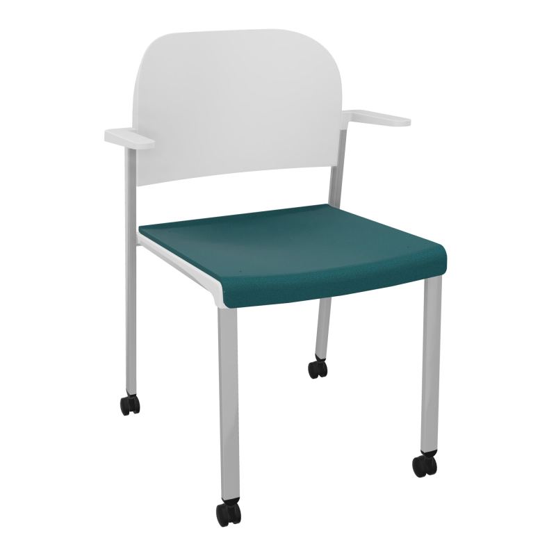 ROMY CHAISE 4P ROULT ASSISE TISSU DOSSIER POLYPRO AVEC ACCOUDOIRS  A4 SB PT