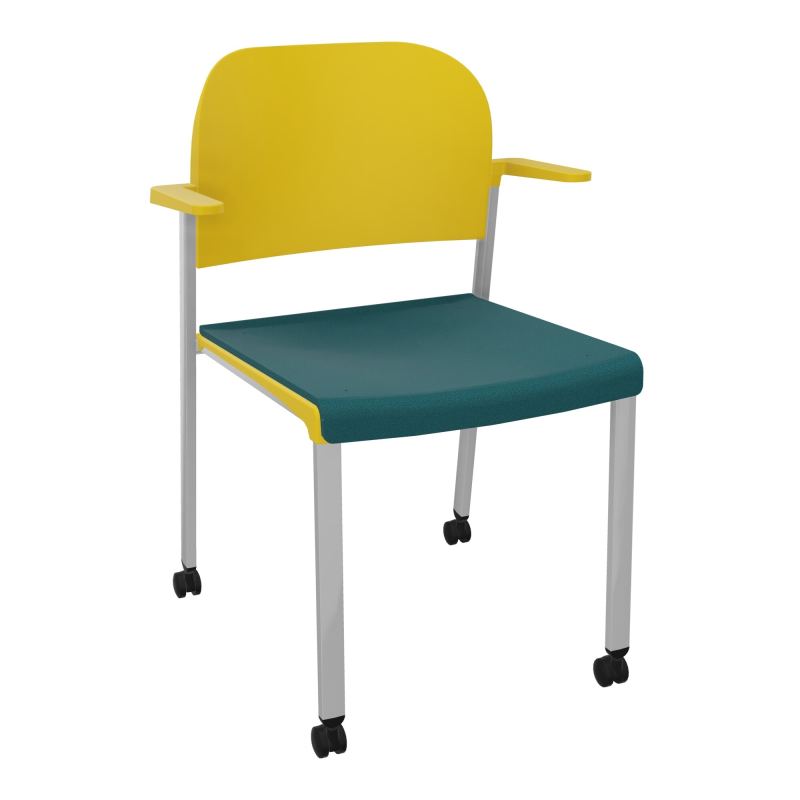 ROMY CHAISE 4P ROULT ASSISE TISSU DOSSIER POLYPRO AVEC ACCOUDOIRS  A4 SB PW