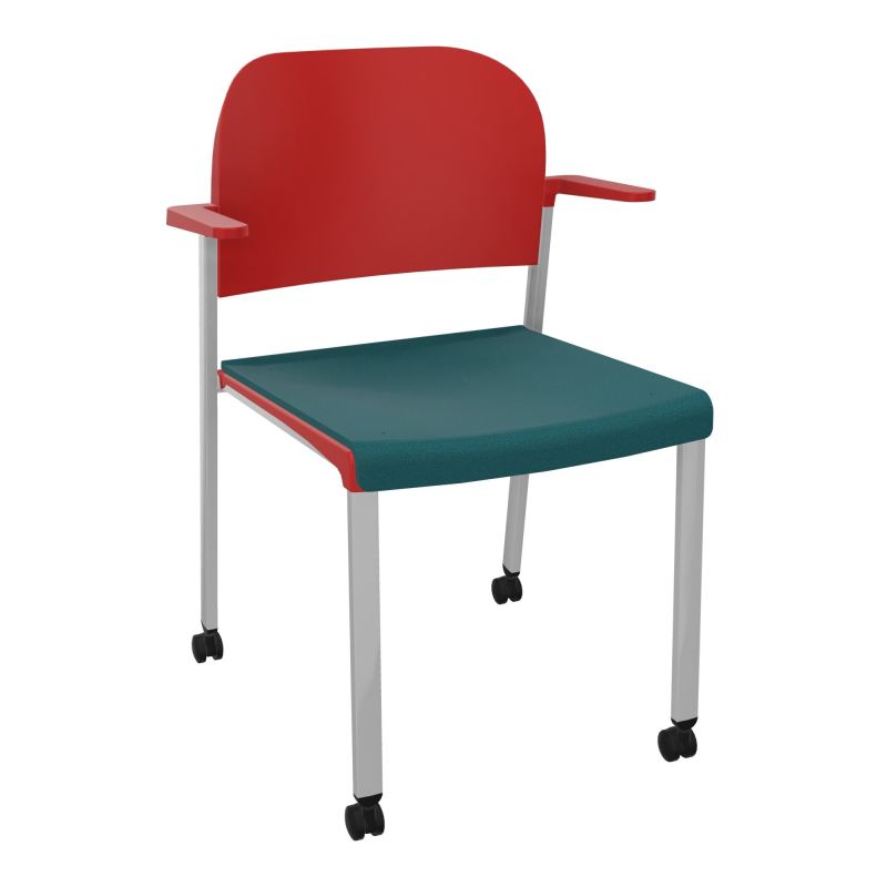 ROMY CHAISE 4P ROULT ASSISE TISSU DOSSIER POLYPRO AVEC ACCOUDOIRS  A4 SB PZ