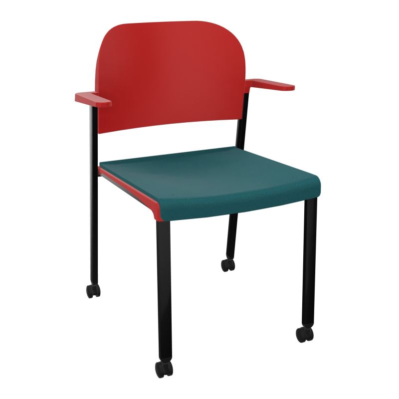 ROMY CHAISE 4P ROULT ASSISE TISSU DOSSIER POLYPRO AVEC ACCOUDOIRS  A4 SG PZ