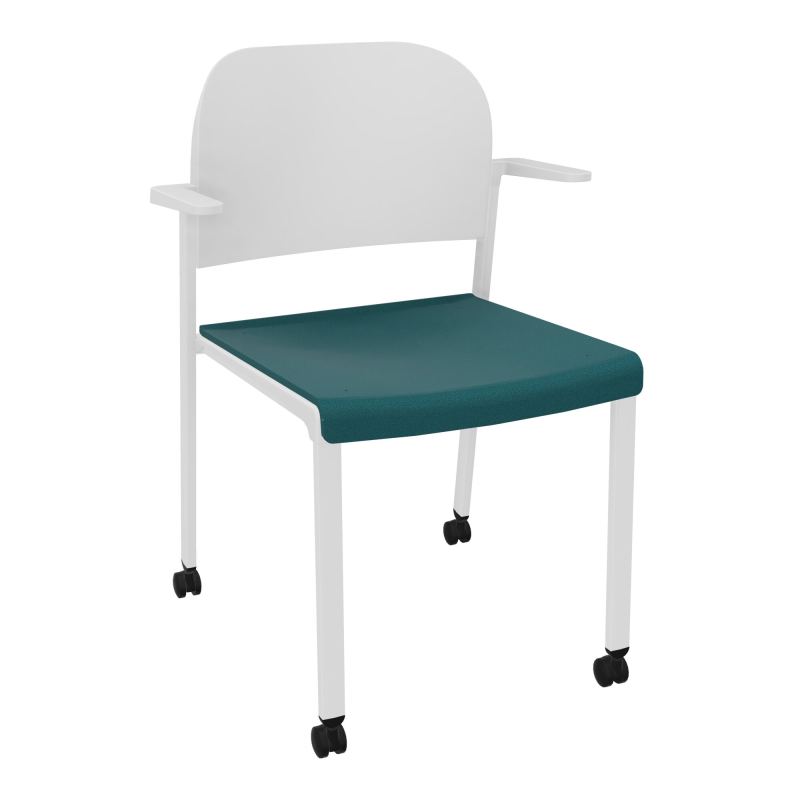 ROMY CHAISE 4P ROULT ASSISE TISSU DOSSIER POLYPRO AVEC ACCOUDOIRS  A4 SP PT