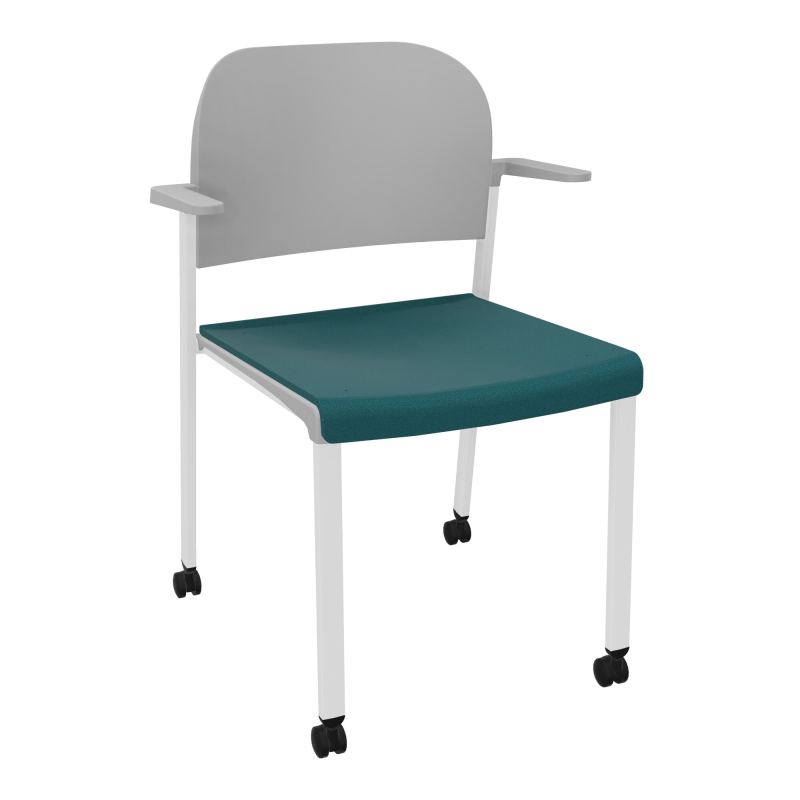 ROMY CHAISE 4P ROULT ASSISE TISSU DOSSIER POLYPRO AVEC ACCOUDOIRS  A4 SP PX