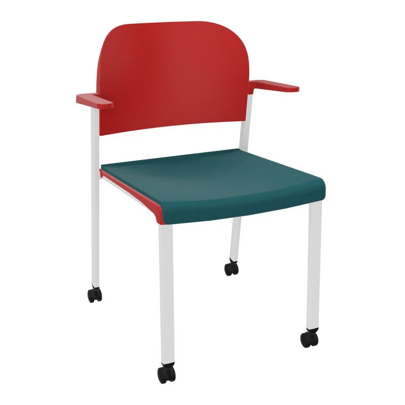 ROMY CHAISE 4P ROULT ASSISE TISSU DOSSIER POLYPRO AVEC ACCOUDOIRS  A4 SP PZ