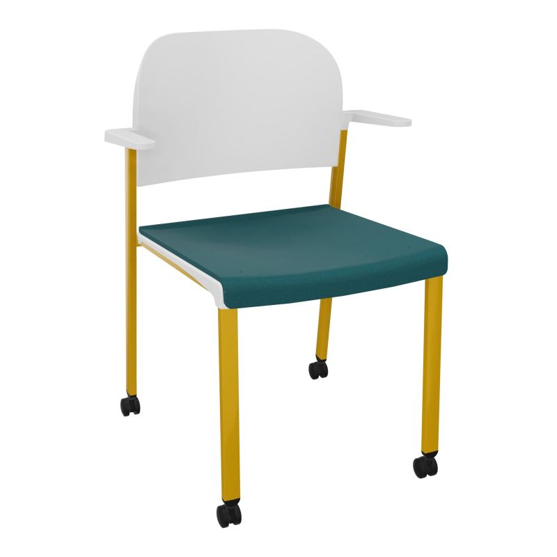 ROMY CHAISE 4P ROULT ASSISE TISSU DOSSIER POLYPRO AVEC ACCOUDOIRS  A4 SX PT