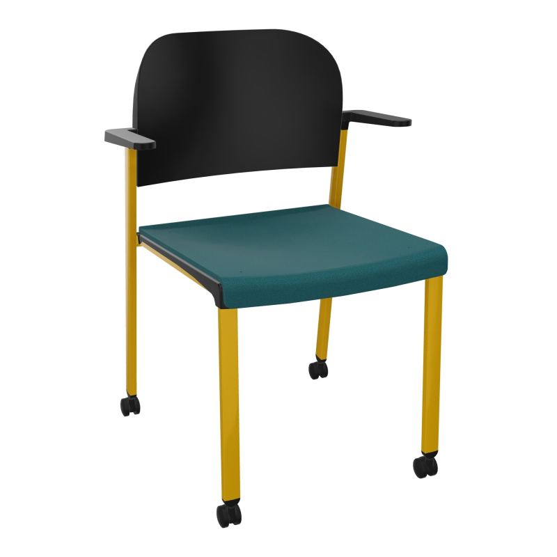 ROMY CHAISE 4P ROULT ASSISE TISSU DOSSIER POLYPRO AVEC ACCOUDOIRS  A4 SX PU