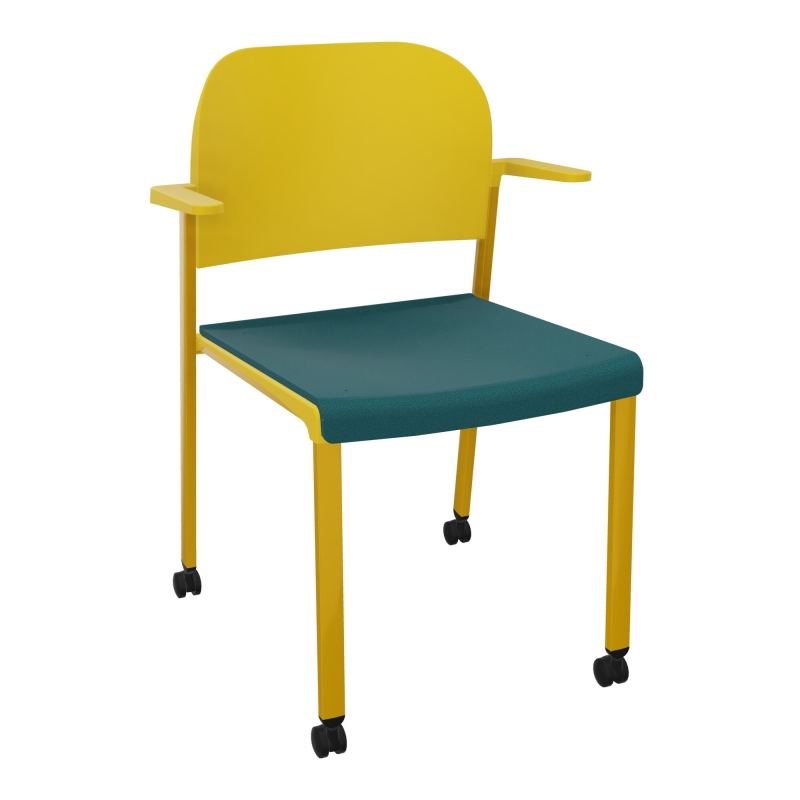 ROMY CHAISE 4P ROULT ASSISE TISSU DOSSIER POLYPRO AVEC ACCOUDOIRS  A4 SX PW