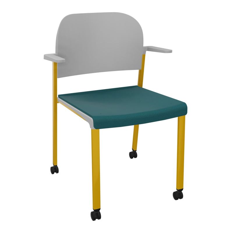 ROMY CHAISE 4P ROULT ASSISE TISSU DOSSIER POLYPRO AVEC ACCOUDOIRS  A4 SX PX