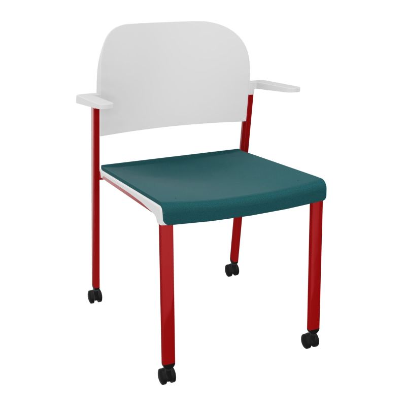 ROMY CHAISE 4P ROULT ASSISE TISSU DOSSIER POLYPRO AVEC ACCOUDOIRS  A4 ZY PT