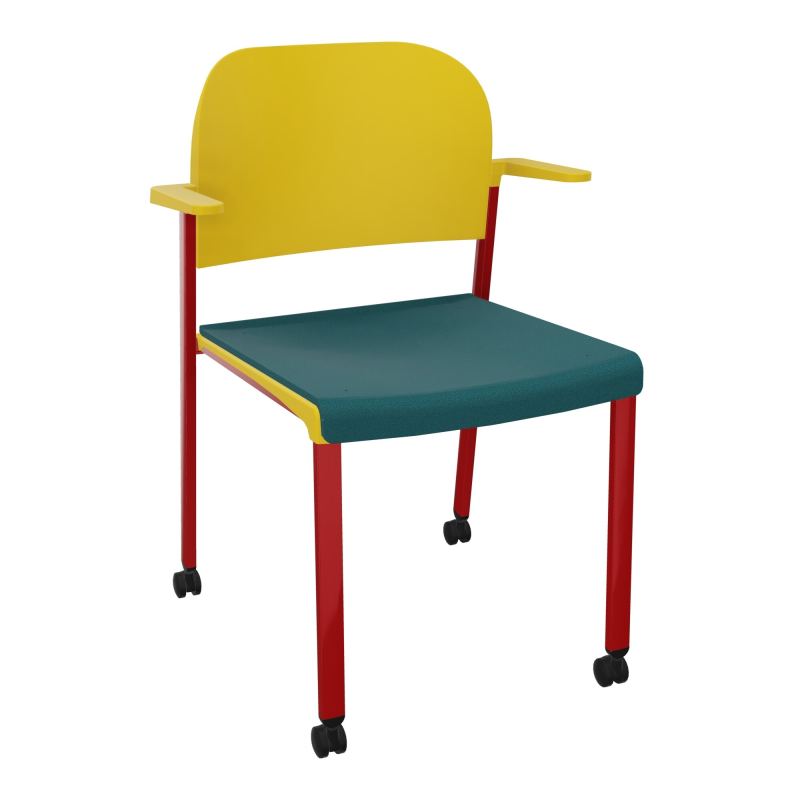 ROMY CHAISE 4P ROULT ASSISE TISSU DOSSIER POLYPRO AVEC ACCOUDOIRS  A4 ZY PW