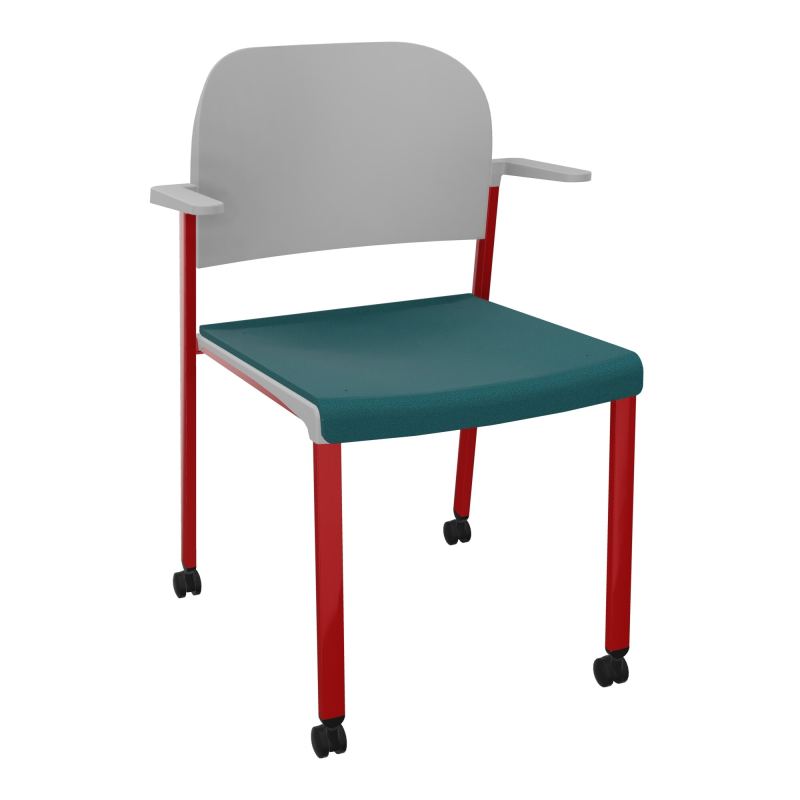 ROMY CHAISE 4P ROULT ASSISE TISSU DOSSIER POLYPRO AVEC ACCOUDOIRS  A4 ZY PX