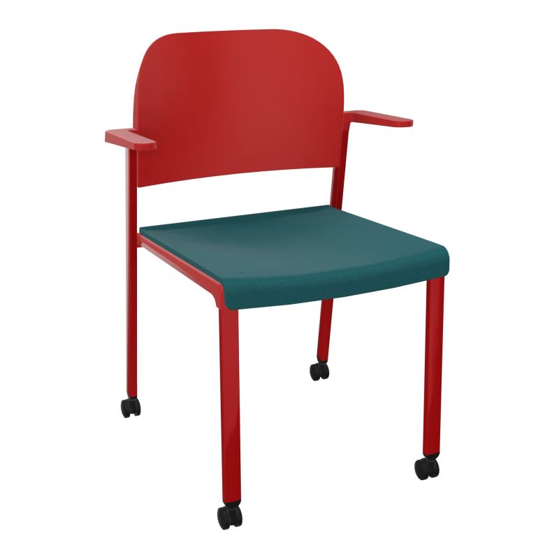 ROMY CHAISE 4P ROULT ASSISE TISSU DOSSIER POLYPRO AVEC ACCOUDOIRS  A4 ZY PZ