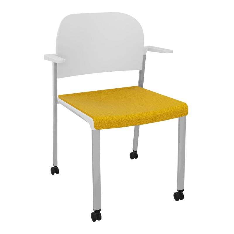 ROMY CHAISE 4P ROULT ASSISE TISSU DOSSIER POLYPRO AVEC ACCOUDOIRS  A5 SB PT
