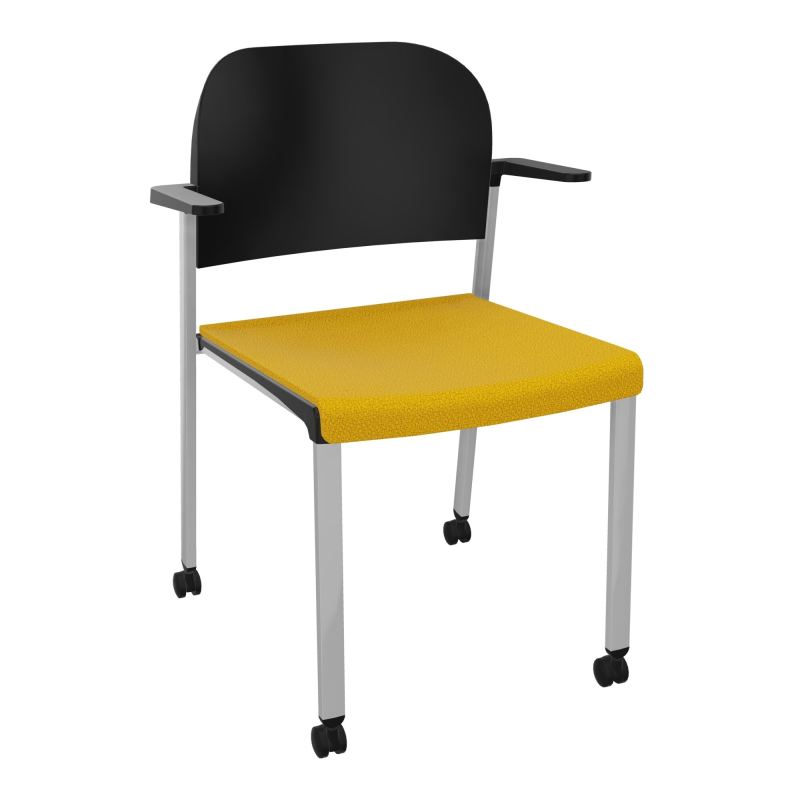 ROMY CHAISE 4P ROULT ASSISE TISSU DOSSIER POLYPRO AVEC ACCOUDOIRS  A5 SB PU