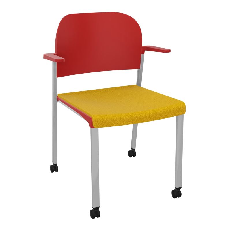 ROMY CHAISE 4P ROULT ASSISE TISSU DOSSIER POLYPRO AVEC ACCOUDOIRS  A5 SB PZ