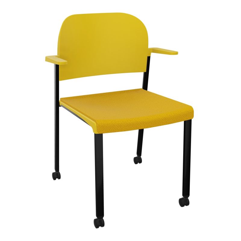 ROMY CHAISE 4P ROULT ASSISE TISSU DOSSIER POLYPRO AVEC ACCOUDOIRS  A5 SG PW