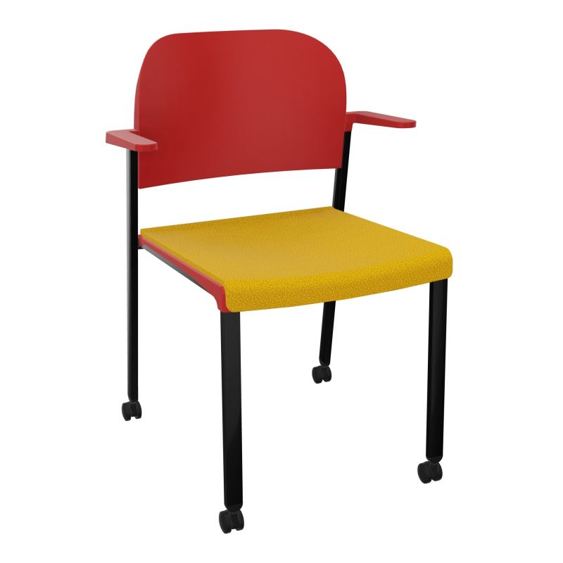ROMY CHAISE 4P ROULT ASSISE TISSU DOSSIER POLYPRO AVEC ACCOUDOIRS  A5 SG PZ