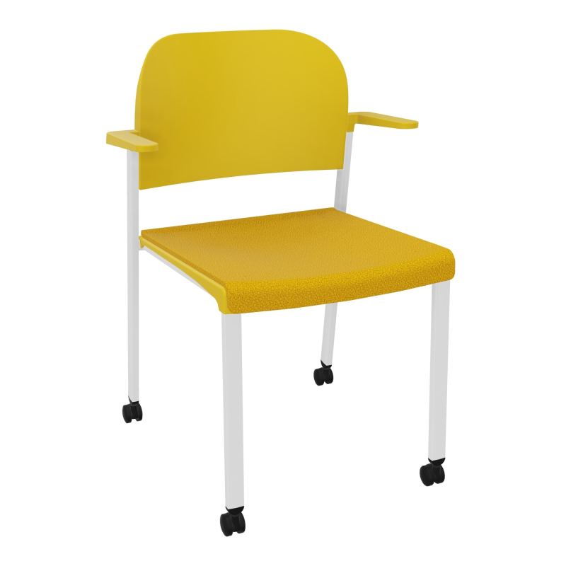 ROMY CHAISE 4P ROULT ASSISE TISSU DOSSIER POLYPRO AVEC ACCOUDOIRS  A5 SP PW
