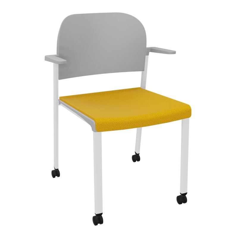 ROMY CHAISE 4P ROULT ASSISE TISSU DOSSIER POLYPRO AVEC ACCOUDOIRS  A5 SP PX