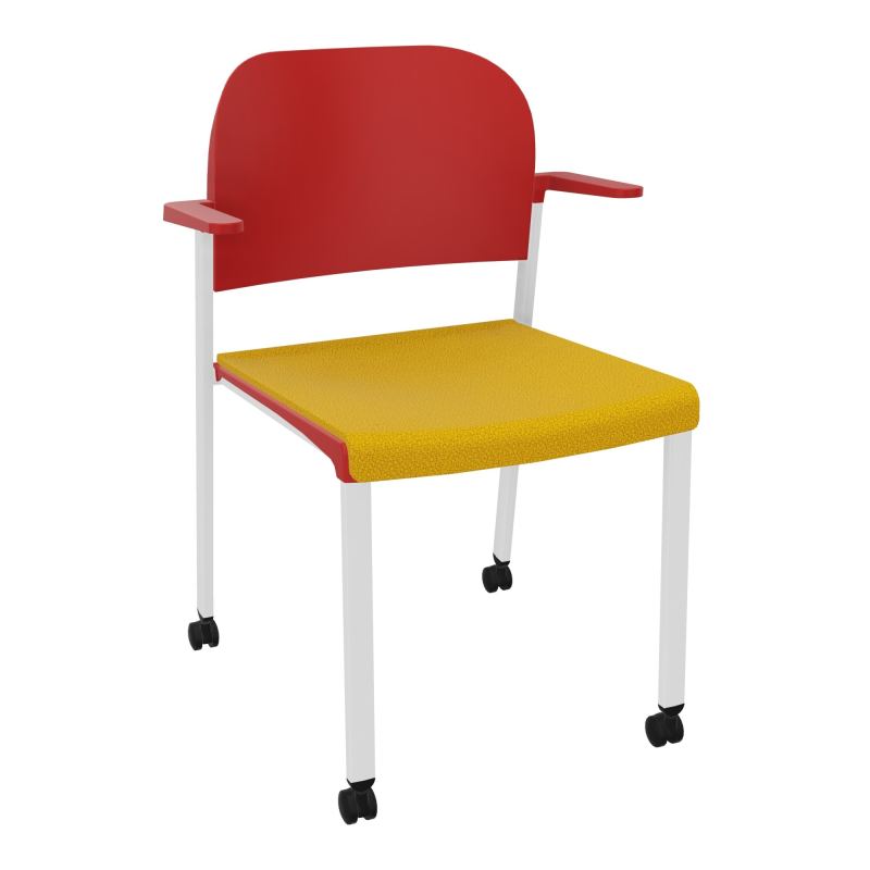 ROMY CHAISE 4P ROULT ASSISE TISSU DOSSIER POLYPRO AVEC ACCOUDOIRS  A5 SP PZ