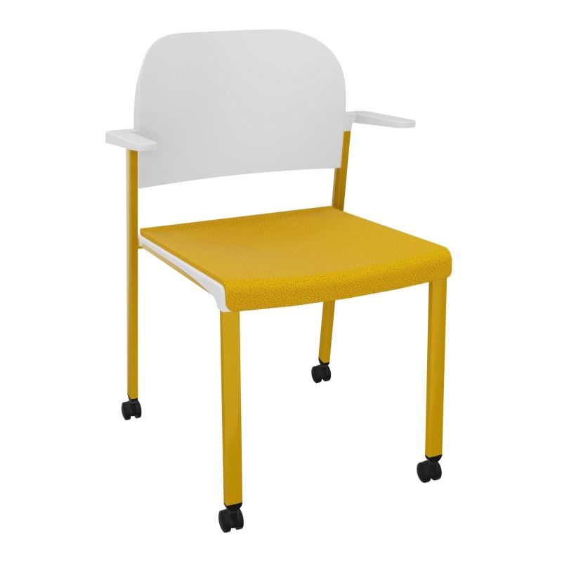 ROMY CHAISE 4P ROULT ASSISE TISSU DOSSIER POLYPRO AVEC ACCOUDOIRS  A5 SX PT