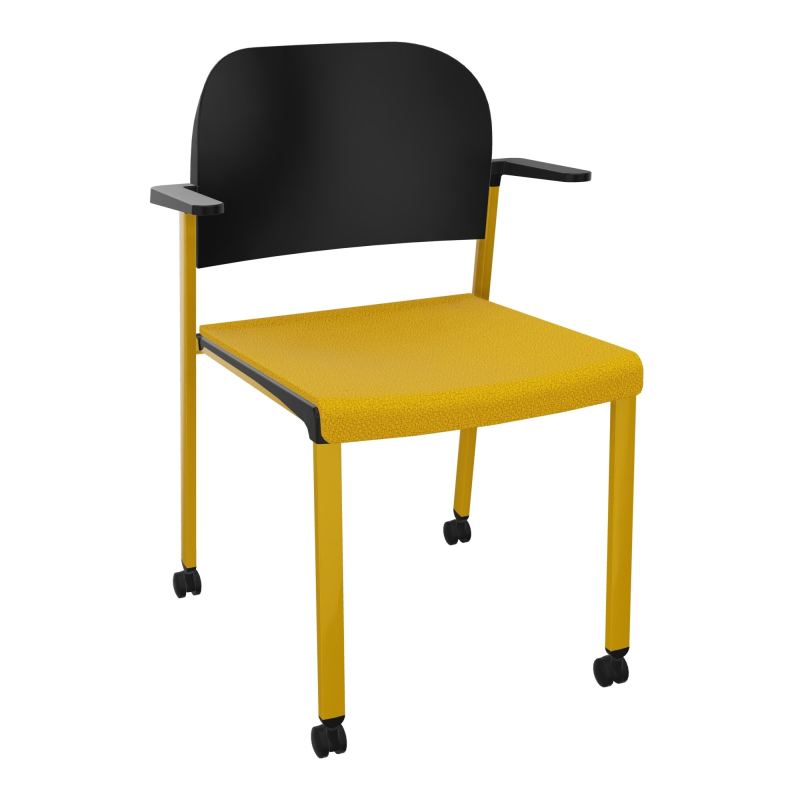 ROMY CHAISE 4P ROULT ASSISE TISSU DOSSIER POLYPRO AVEC ACCOUDOIRS  A5 SX PU